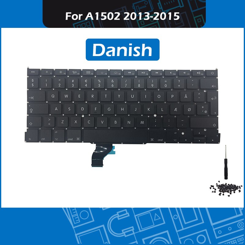 A1502 Keyboard Nordic DK Deense Layout voor Macbook Pro Retina 13 "A1502 Denemarken Toetsenbord Vervanging