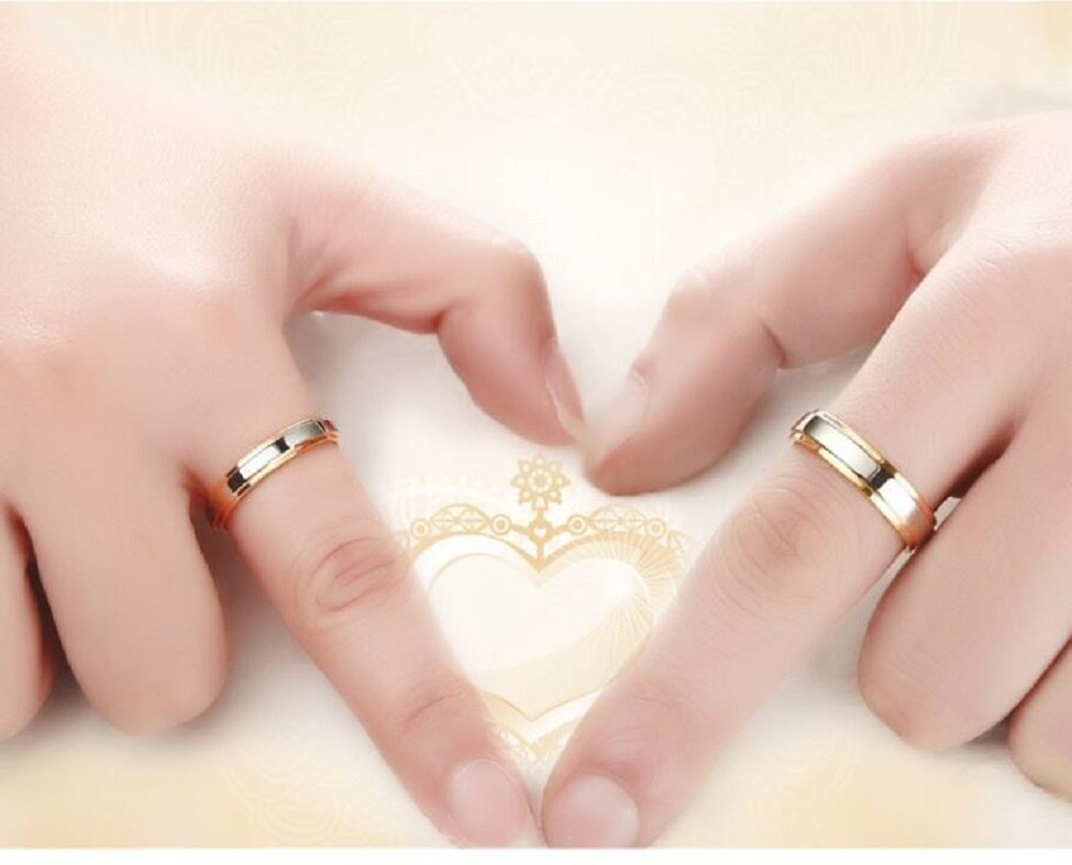 Stainless steel Wedding Ring Gold Color Simple Couple Alliance Ring 4mm 6mm Width Band Ring for Women and Men