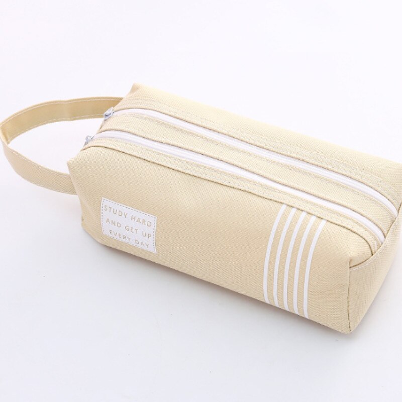 Stylish Double zipper Girls Letter Printed Casual Pencil Cases Cosmetics Makeup Pouch Pen Bags: 3