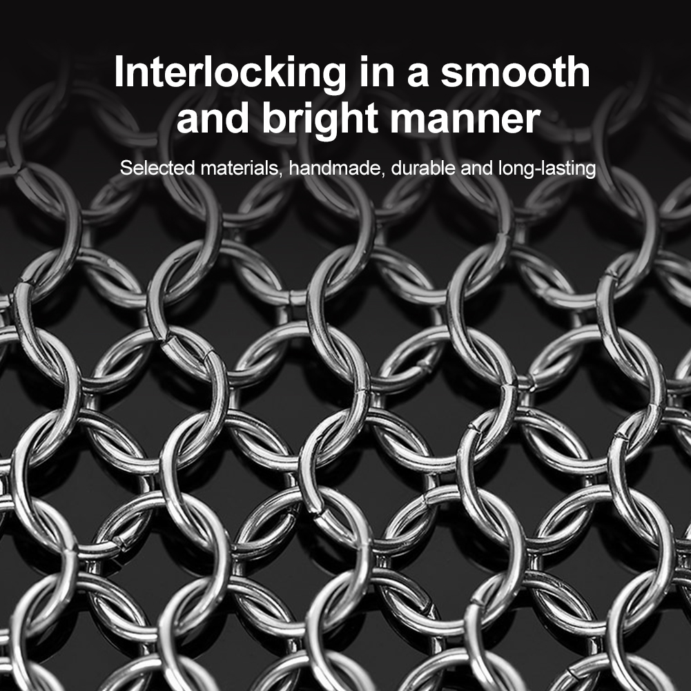 Stainless Steel Cast Iron Cleaner 8 7 6 5 4inch Chainmail Scrubber With Hanging Ring Skillet Grill Scraper Kitchen Accessories