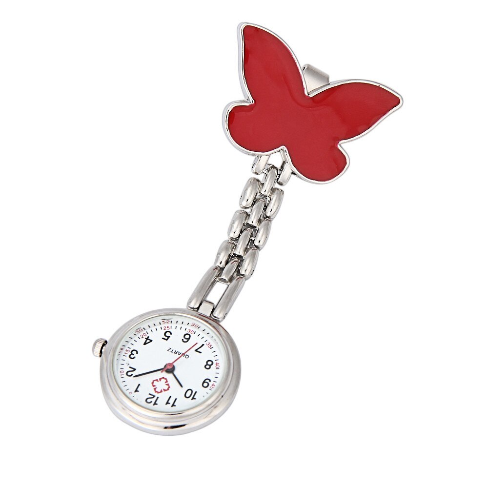 Mode Vlinder Verpleegster Arts Horloges Clip-On Fob Broche Hanger Opknoping Horloge Zakhorloge Relogio Feminino Klok