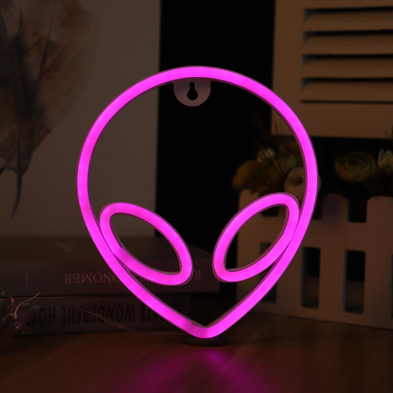 Creatieve Alien Gezicht Neon Wandlampen Voor Thuis Kinderkamer Muur Decor Neon Sign Xmas Party Art Decoratie neon Lamp