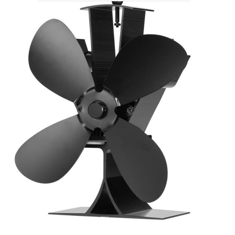 Thuis Stille Kachel Ventilator Met 4 Bladen Warmte Aangedreven Elektrische Ventilator Voor Haard Houtkachel Electricityless Warme Lucht: Black