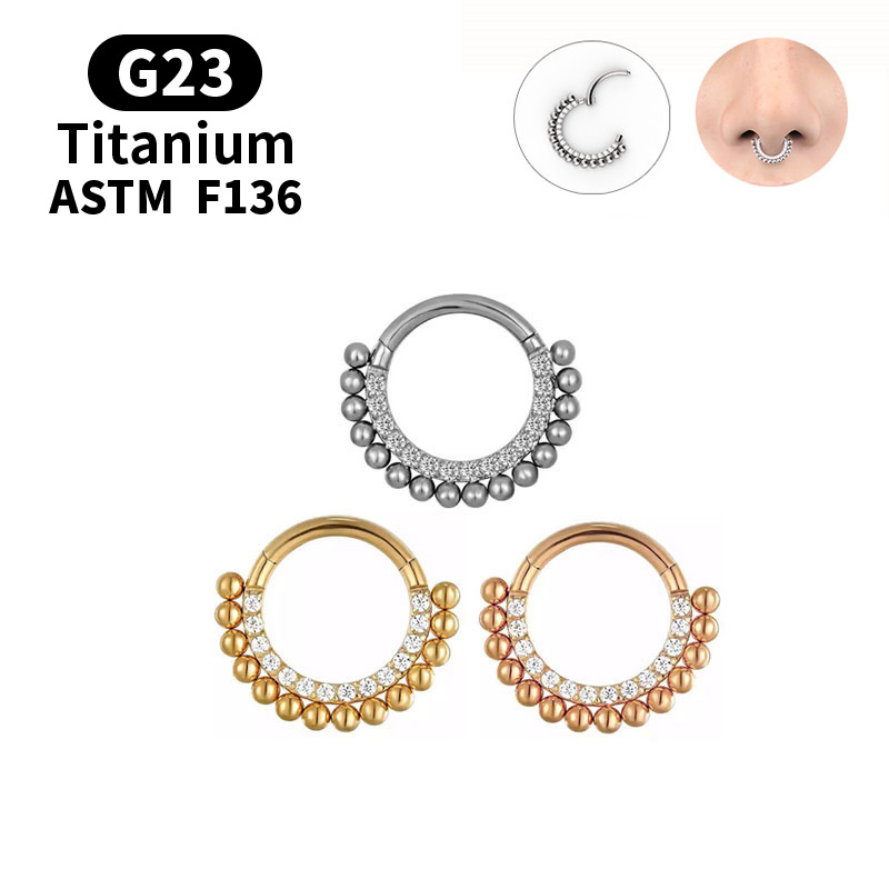 G23 titanio Color oro anillos de nariz aro nariz Piercing tabique Clicker 16G cartílago del trago hélice Piercing joyería pendientes de oreja
