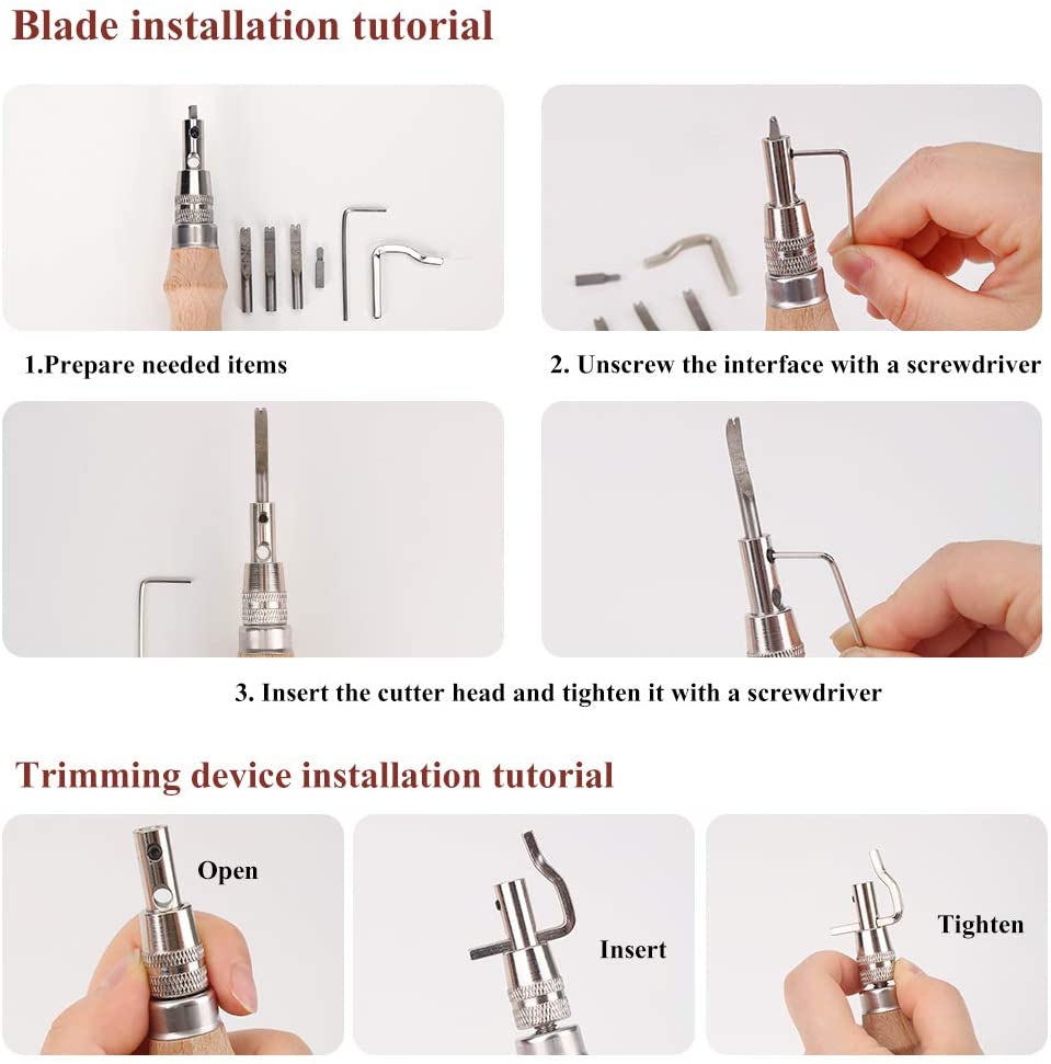 KAOBUY Leather Groover Tool, 7in1 Pro Adjustable Stitching Groover And Creasing Edge Beveler, Leather Carving Cutting Edge Tools