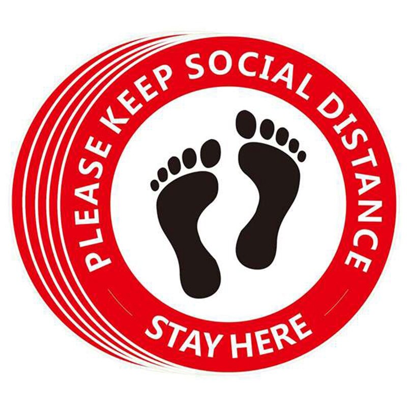20 PCS Social Distancing Floor Decals Sticker Removable Safety Floor Signs Round Signs Waterproof Anti-Slip Sticker