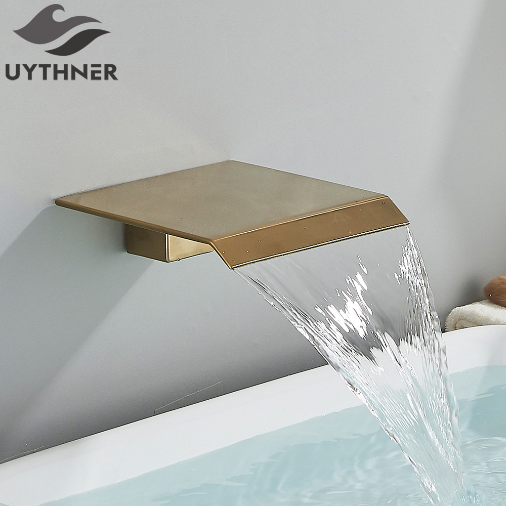 Brass Waterfall Faucet Spout Wall Mounted Bath Spout Bathroom Faucet Water Outlet Faucet Accessories Chrome/Golden/Black/nickel: Lavender