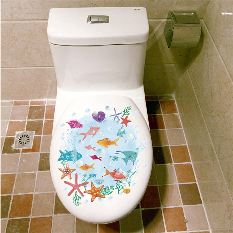 Undervands havfisk boble vægmærkater til badeværelse toilet butiksvindue boligindretning tegneserie dyr wallstickers pvc vægmaleri kunst