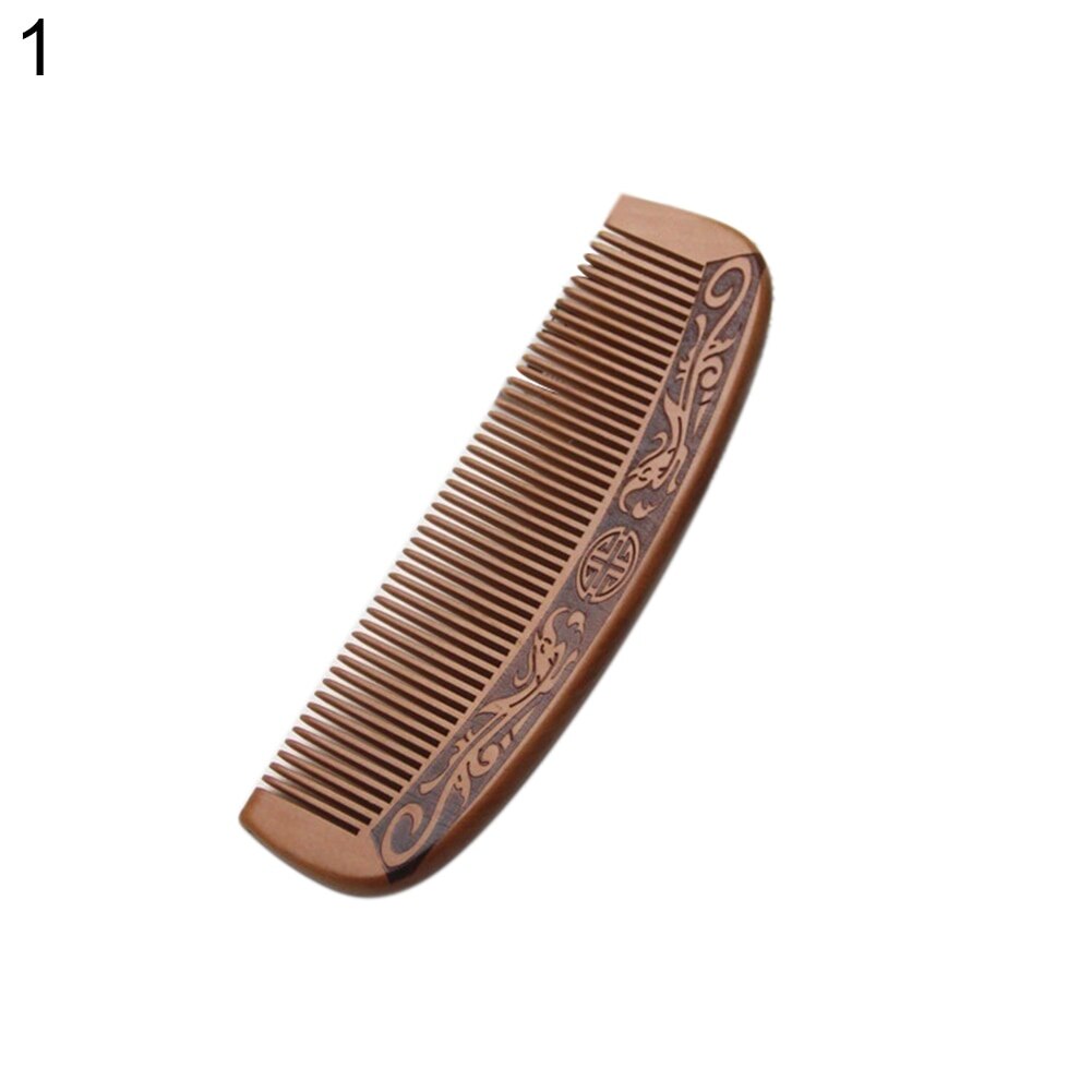 1pc Anti-Static Comb Natural Peach Solid Wood Comb Engraved Peach Wood Healthy Massage Hair Care Tool Beauty Accessories: 1
