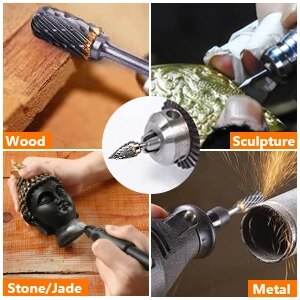 5/10Pcs Steel Rotary Rasp File 1/4" Shank Rotary Craft Files Rasp Burrs Wood Bits Grinding Power Woodworking Hand Tool