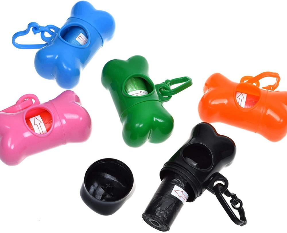 5 Pack Bone Shaped Pet Waste Disposal Dog Poop Bags Dispenser, RANDOM in color