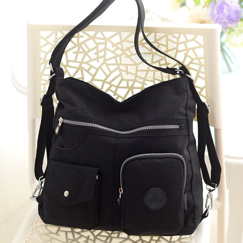 Handtaschen Nylon Frauen Handtaschen Hohe kapazität Schlinge Taschen Für Frauen Mutter Umhängetasche Sack Femme Bolso Mujer: Schwarz
