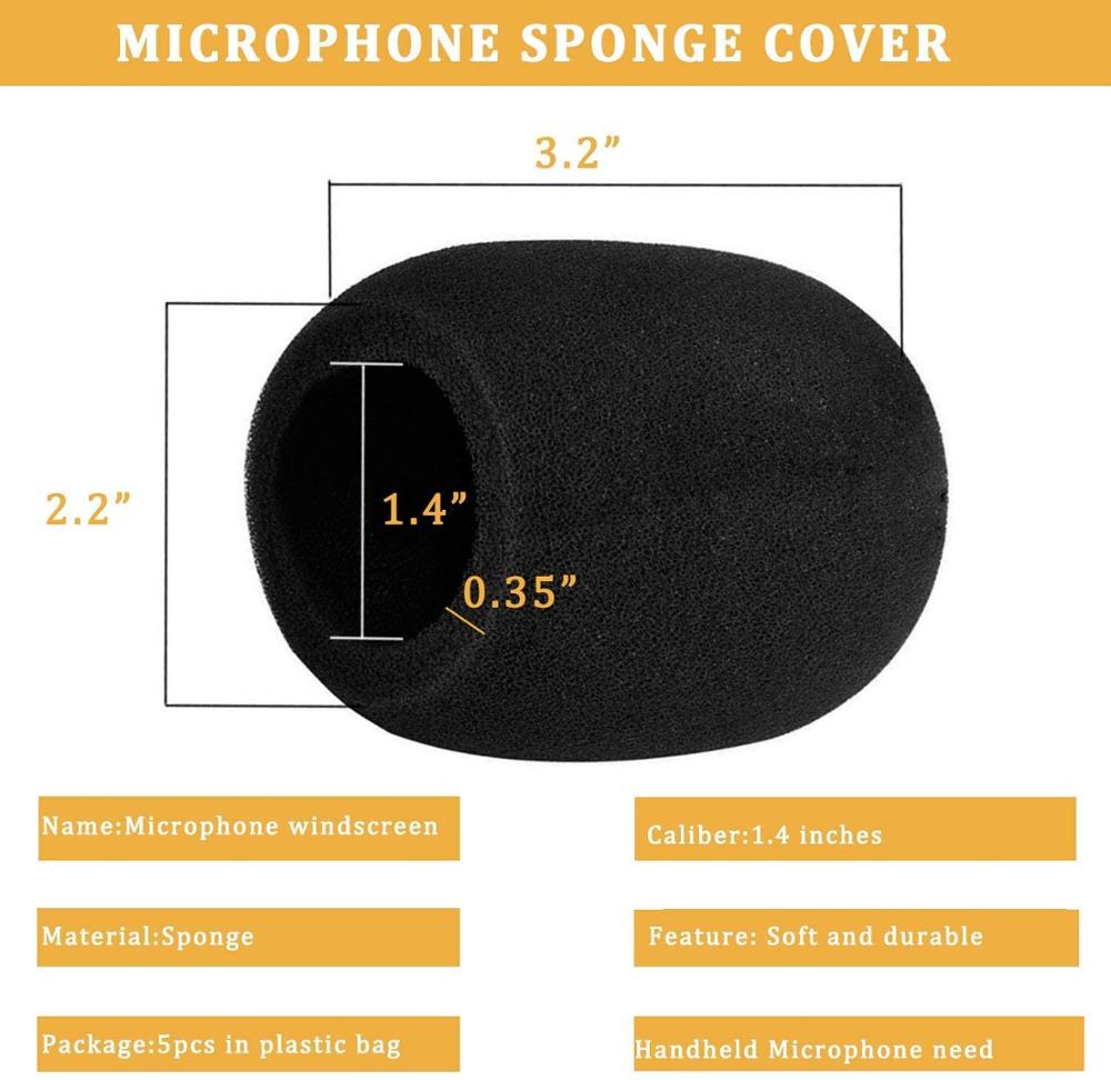 KEPHE-funda de espuma grande para micrófono, cubierta de espuma para parabrisas, color negro, de grado superior, paquete de 5 unidades