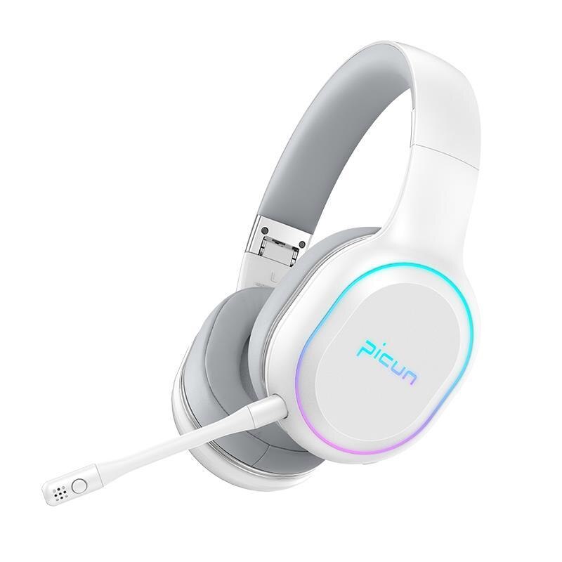 Picun P80X Draadloze Hoofdtelefoon Latency-Gratis Bluetooth Gaming Headset, Noise-Canceling Dual Motion Hoofdtelefoon Met Microfoon: White