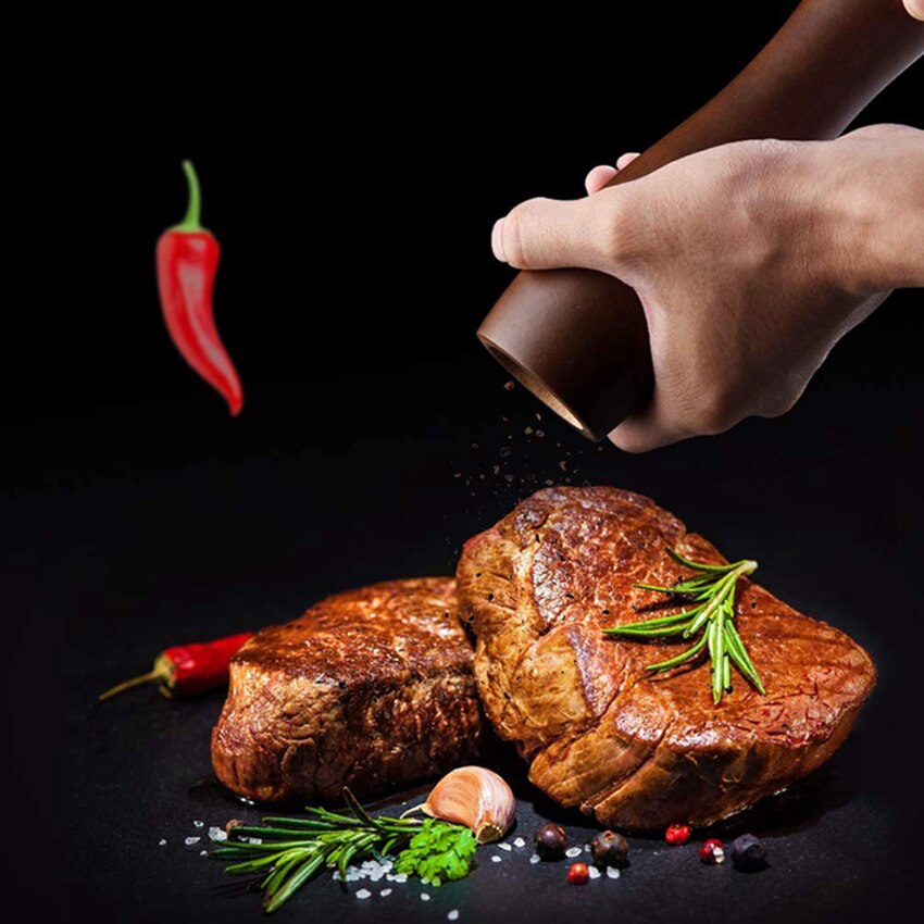 Zout En Pepermolen Set Massief Hout Spice Pepermolen Verstelbare Keramische Kern Koffiemolen Keuken Koken Tool Premium Beukenhout