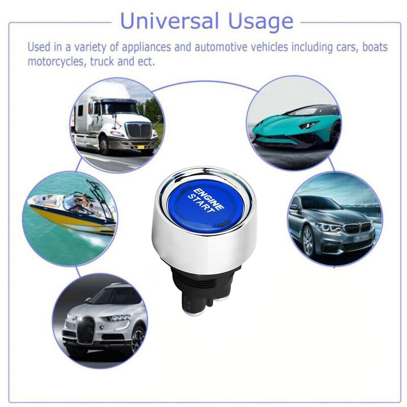 Car Engine Start Switch Button Keyless Switches Universal Modified Ignition on Off Starter with LED Indicator 12V/24V