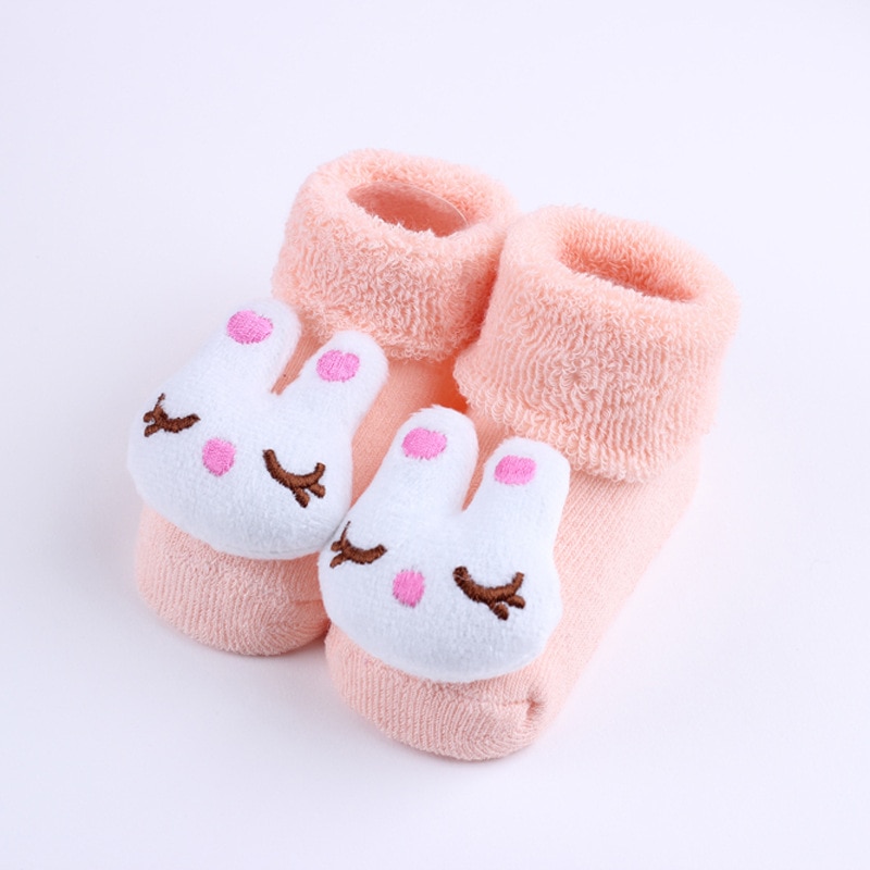 Cartoon Anti-Slip Winter Warm Newborn Baby Bear Toddler Thicken Sock Rabbit Slipper Shoes Boot Slip-resistant Rubber Floor Sock