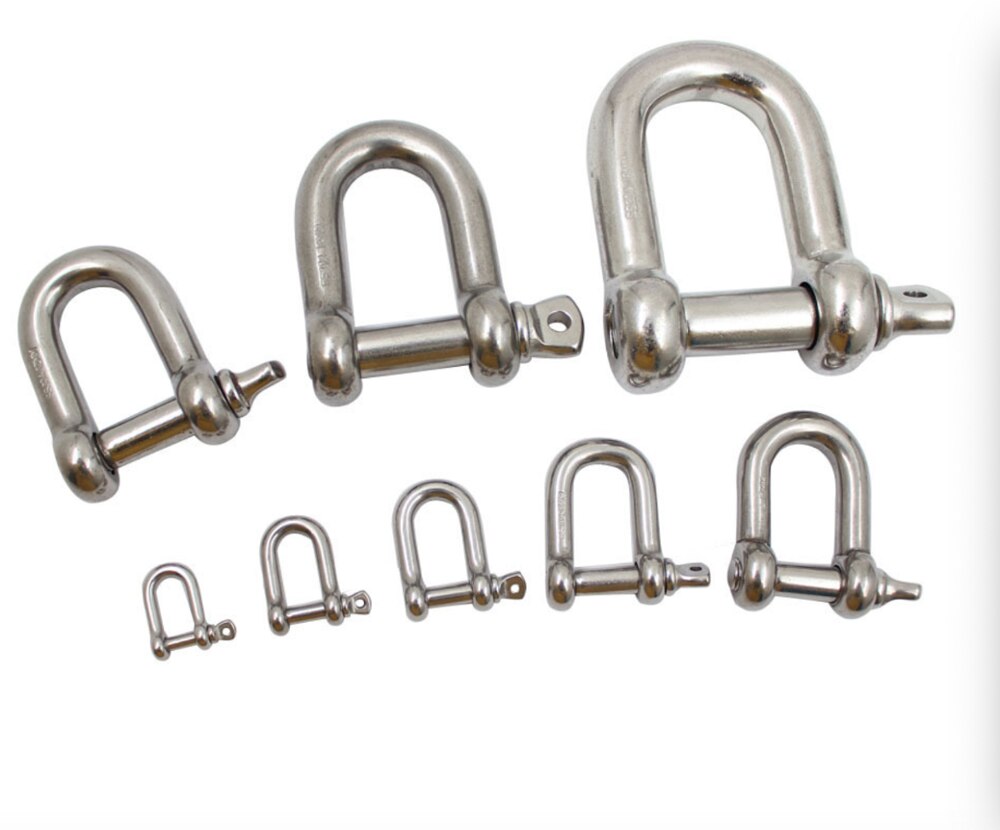 4 pcs Stainless Steel 304 D-shaped Shackle Chain Connecting Ring High Strength Lifting Shackle
