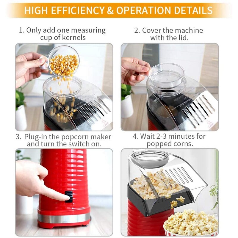 -Air Popper Popcorn Maker Elektrische Air Popcorn Popper Maker Voor Thuis Gezonde Air Wervelende Popcorn Popper eu Plug