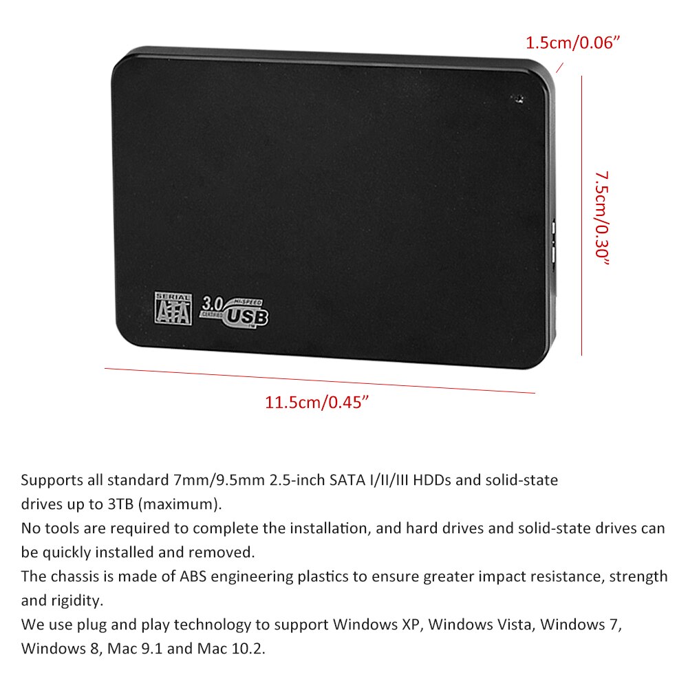 External Hard Drive 2.5 Portable Hard Drive HD Externo 1 TB 2 TB USB3.0 storage, suitable for Desktop for Mac For PC