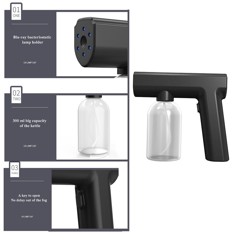 300ml Hand-held Electric Nano Mist Sprayer USB Charging Atomizer Spray Gun ULV Nebulizers Water Fog for Office Garden Sprayer