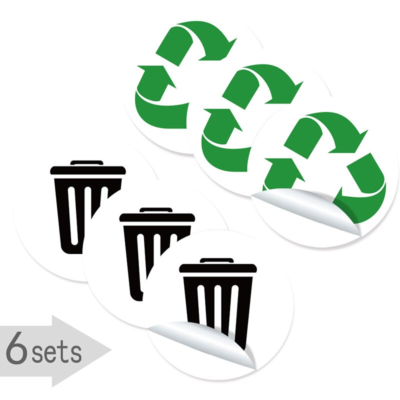 6pc Trash Bin Classification Sticker Home Self-adhesive Is Recyclable Classification Sign Trash Can Decal