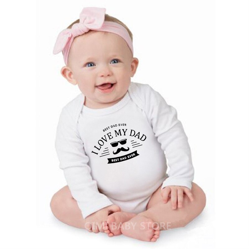 Eu amo meu pai melhor pai nunca bebê menino meninas macacão de manga longa macacão dia dos pais presente onesie criança ropa outono roupas