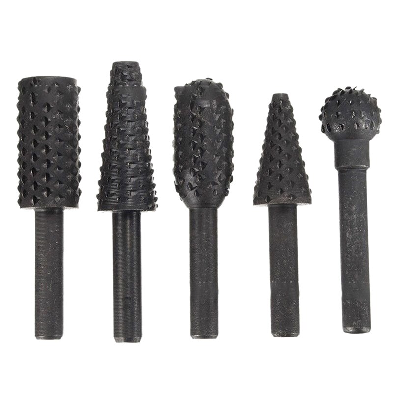 5 stk / sett diy hss roterende filer burr bore roterende tornhode polering tilbehør elektrisk slipehode trebearbeiding verktøy