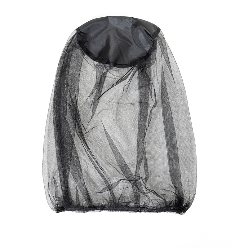 Filet anti-moustiques pour voyage, camping, casquette, chapeau anti-insectes, filet de tête, filet de protection du visage: Black