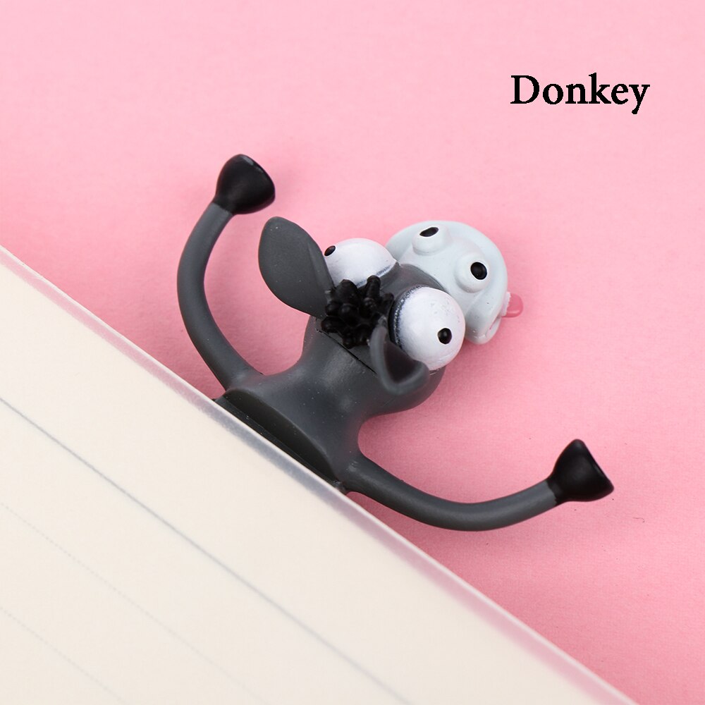1PC Cute Panda Shiba Inu PVC Funny Bookmarks 3D Ocean Animals Cartoon Bookmark School Stationery Supply Children Student: donkey