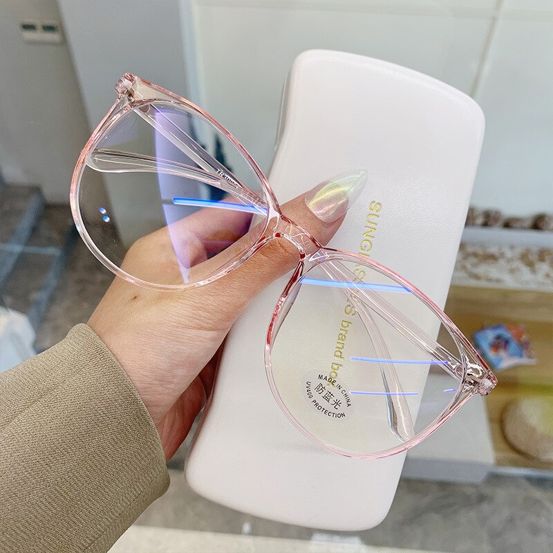 LIEVE Transparent Computer Glasses Frame Women Men Anti Blue Light Round Eyewear Blocking Glasses Optical Spectacle Eyeglass: Pink