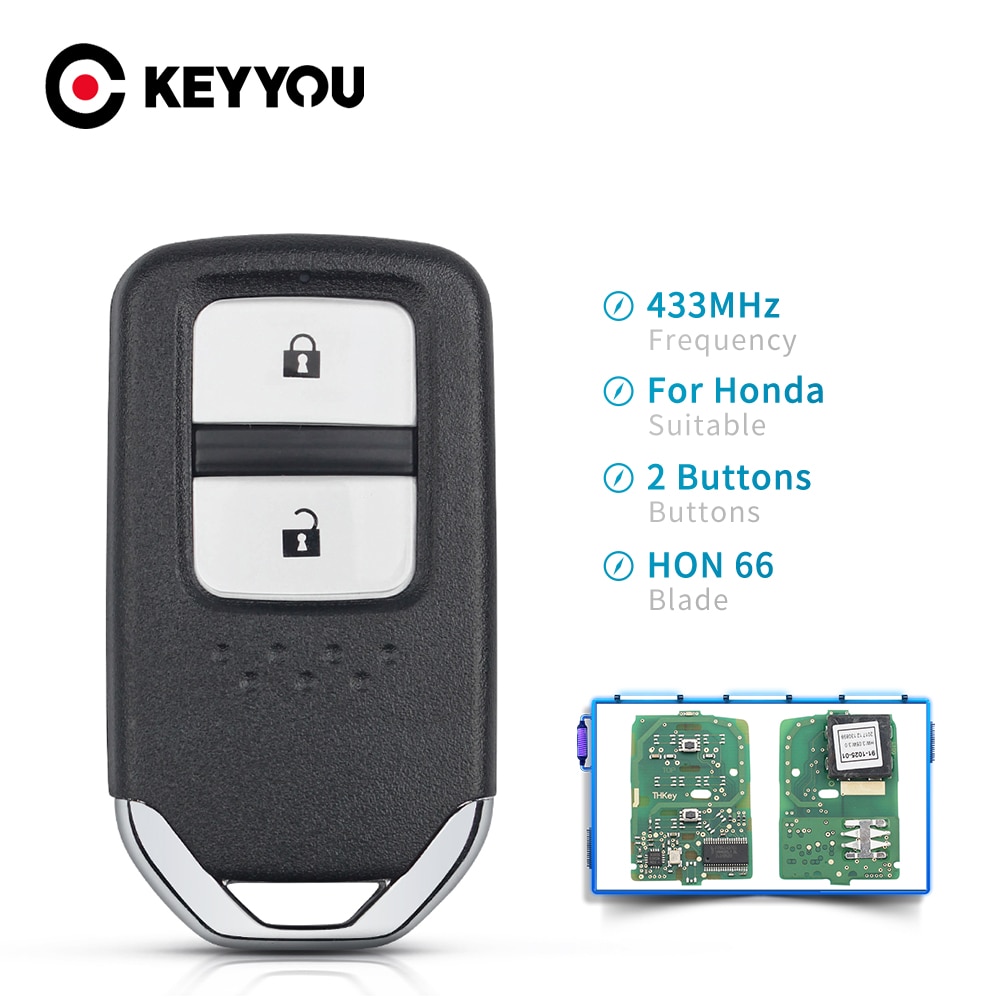 KEYYOU ID47 Chip FCCID KR5V2X 433Mhz For Honda Greiz Fit City Jazz XRV HRV CRV HON 66 ASK Car Smart Key Keyless Entry Remote Key