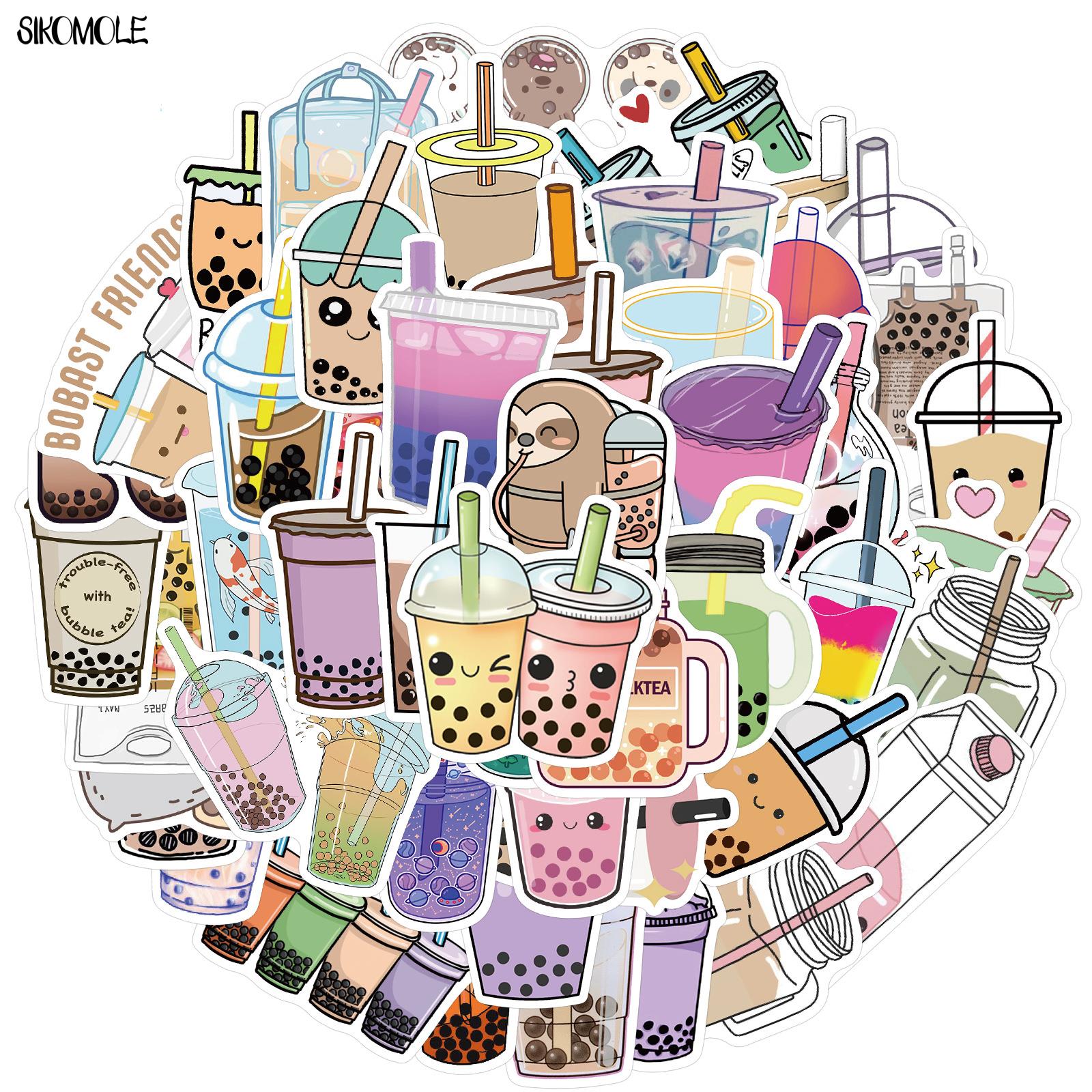 Pegatinas de té de leche de perlas Kawaii, 10/30/50 piezas, DIY, cuadernos, teléfono, equipaje, portátil, Boba, Burbuja, pegatinas, Graffiti, F5