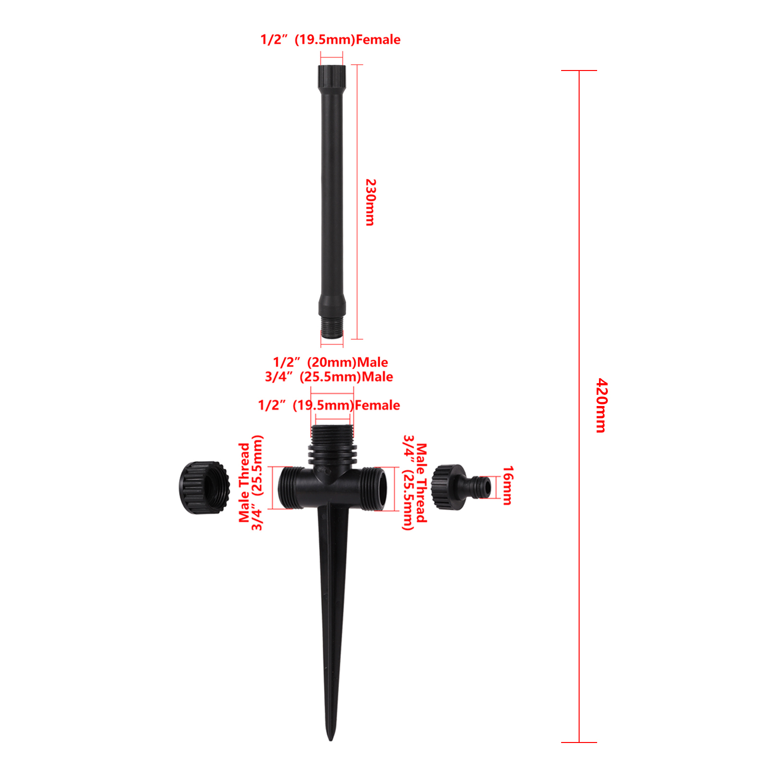 Arroseur d'arrosage de jardin à filetage mâle 1/2" 360 ° Buse d'irrigation rotative pour champ de fleurs de pelouse, arroseur rotatif oscillant: vert clair