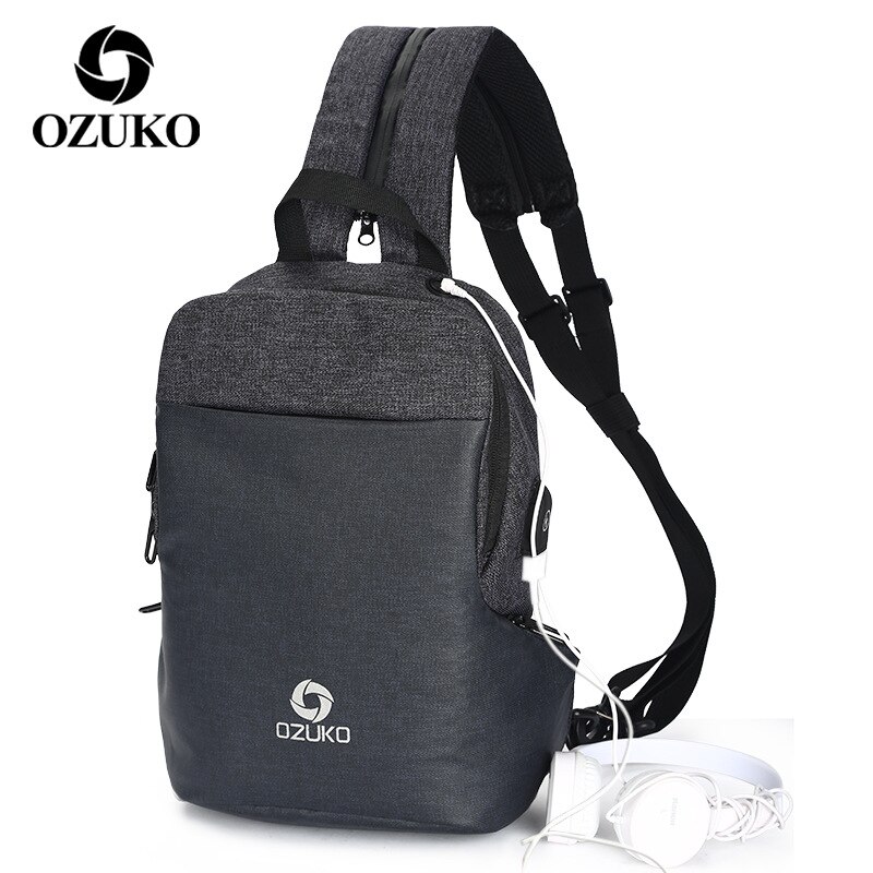 OZUKO hommes poitrine Pack étanche bandoulière sacs grande capacité poitrine sacs lambrissés poitrine sacs multifonction Sac à main