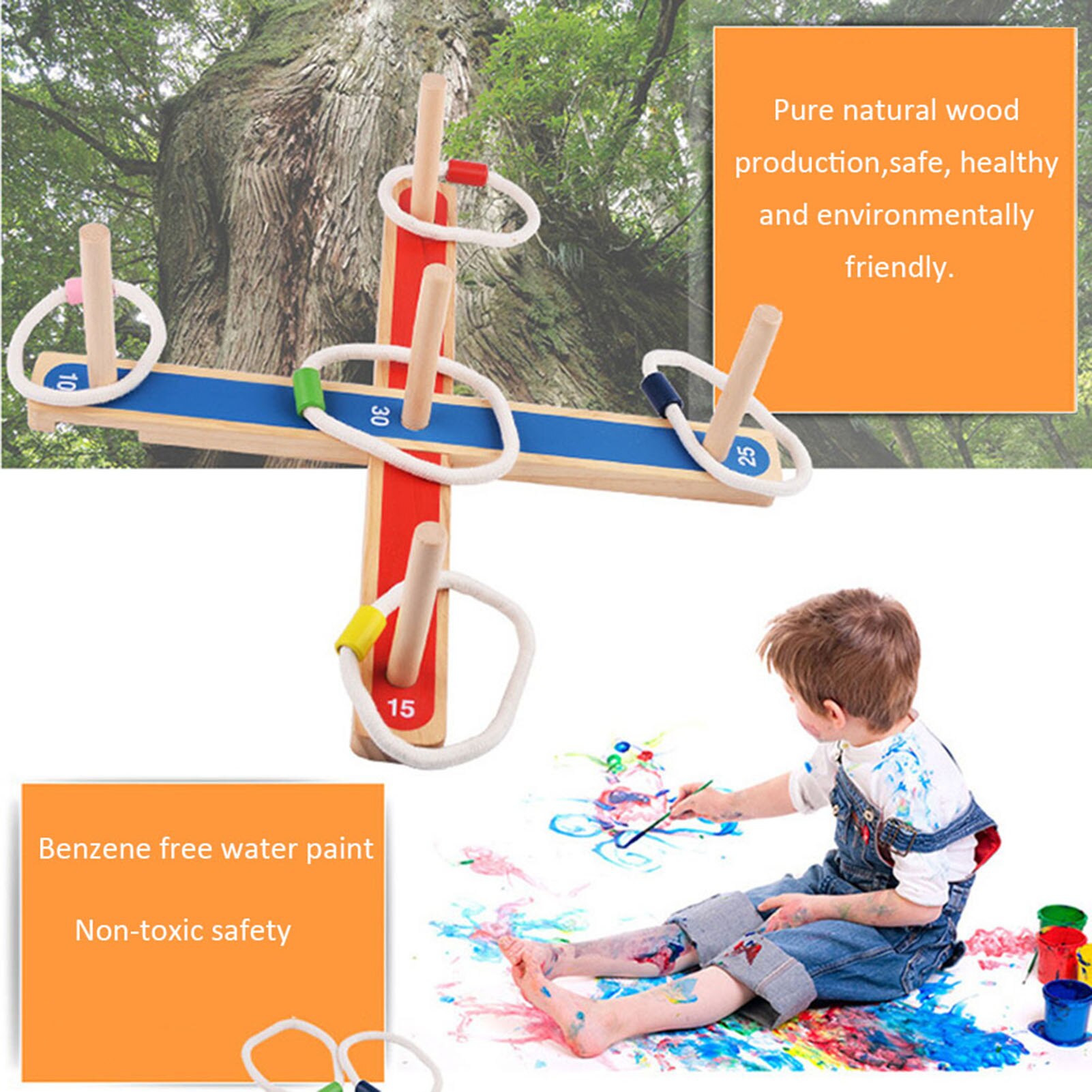 Ring Tossing Game Wooden Tossing Ring Game Toy Set For Kids