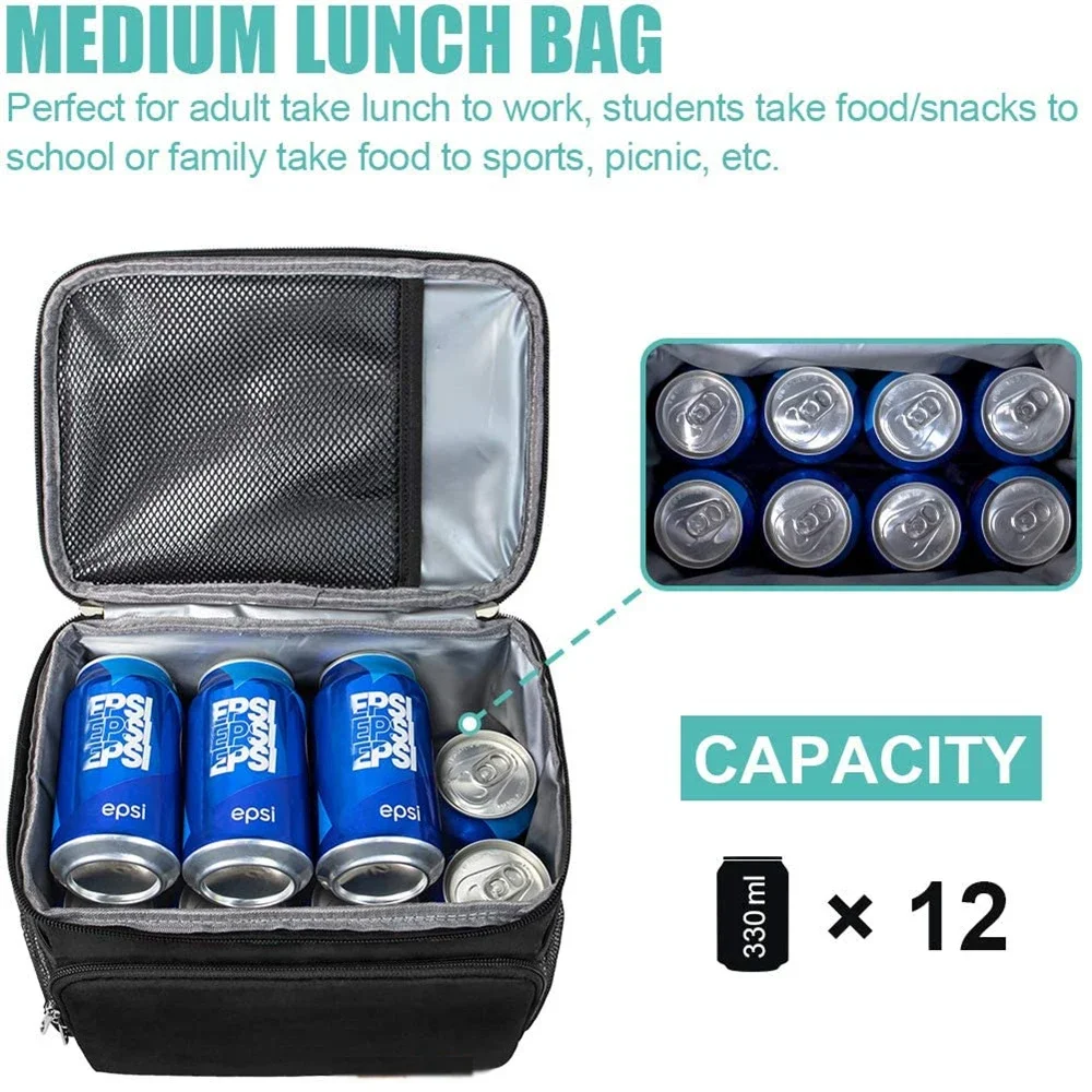 Multifunctional Double Layers Tote Cooler Lunch Bags for Women Men Large Capacity Travel Picnic Lunch Box with Shoulder Strap