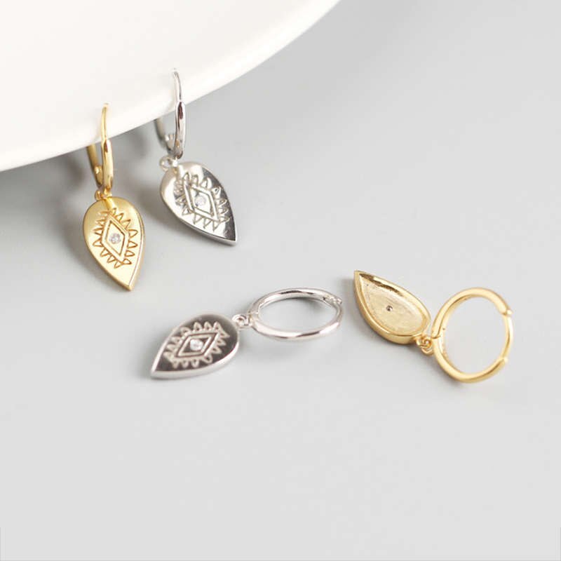 Inzatt Real 925 Sterling Zilver Zirkoon Waterdrop Totem Hoepel Oorbellen Voor Mode Vrouwen Party Punk Fijne Sieraden Accessoires