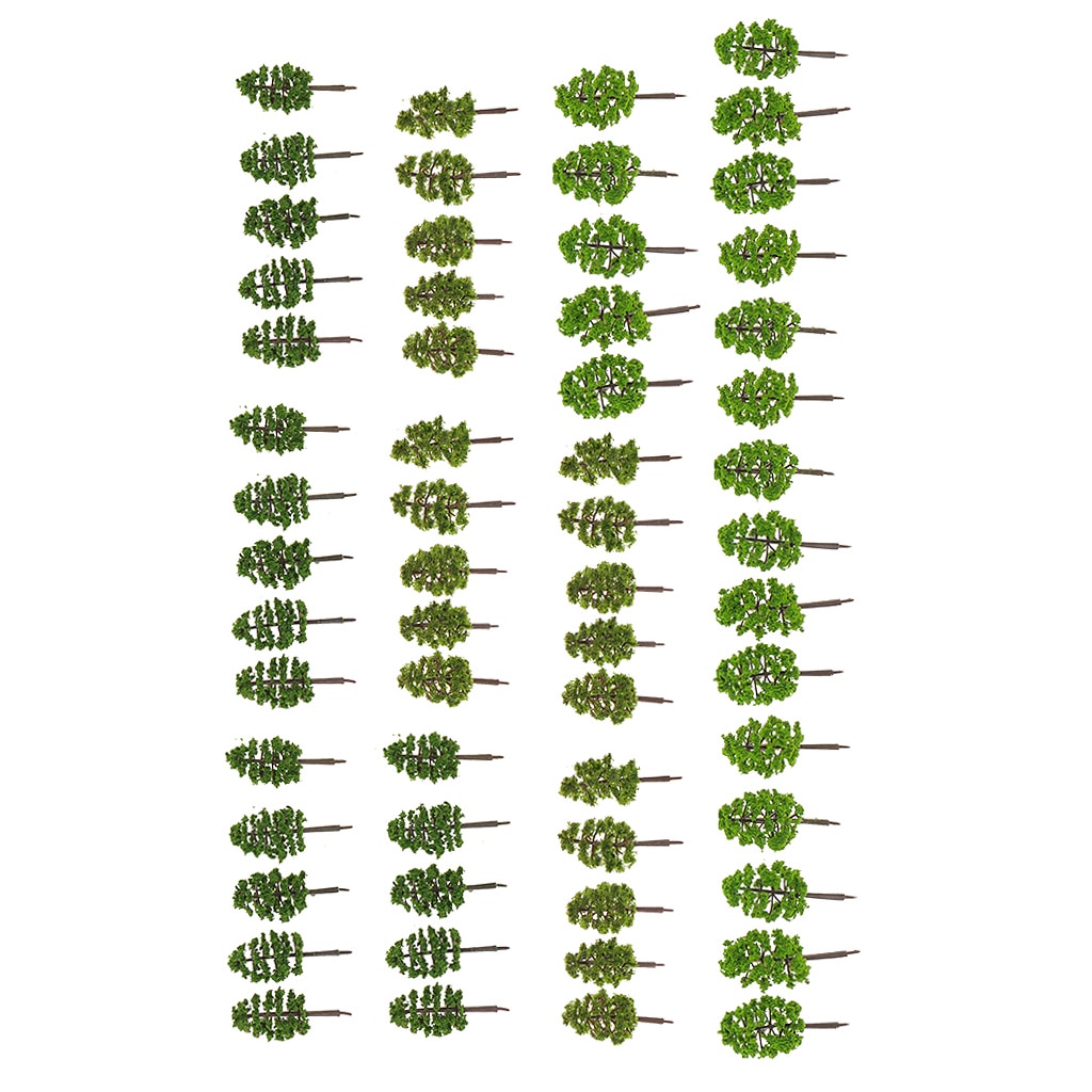 60 stk trær modell skogstilbehør n skala 1 150 tog jernbane jernbanen landskap diorama eller layout