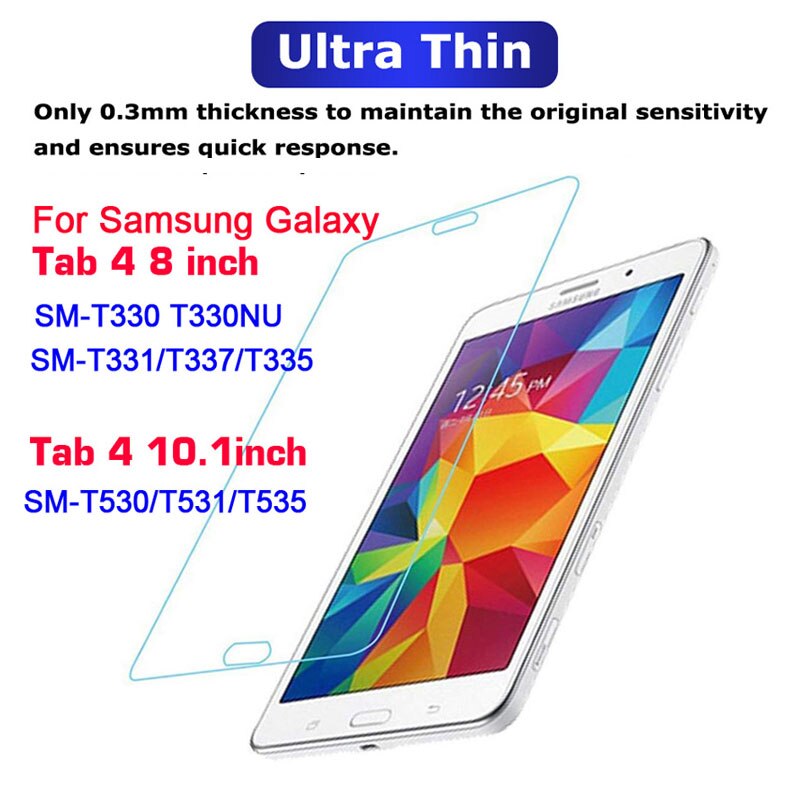 For Samsung Galaxy Tab 4 8.0 SM-T330 T331 T337 T335 Screen protector for Samsung Tab 4 10.1 SM-T530 T531 T535 temperd glass film