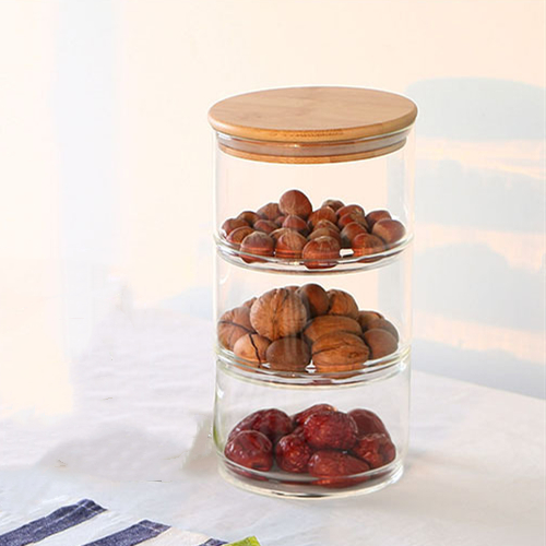 Kitchen Airtight Glass Jars Stackable Storage Jar Containers with Lid Food Spice Glass Salad Bowl Organizer Bottle Candle Jars: 3 pcs set