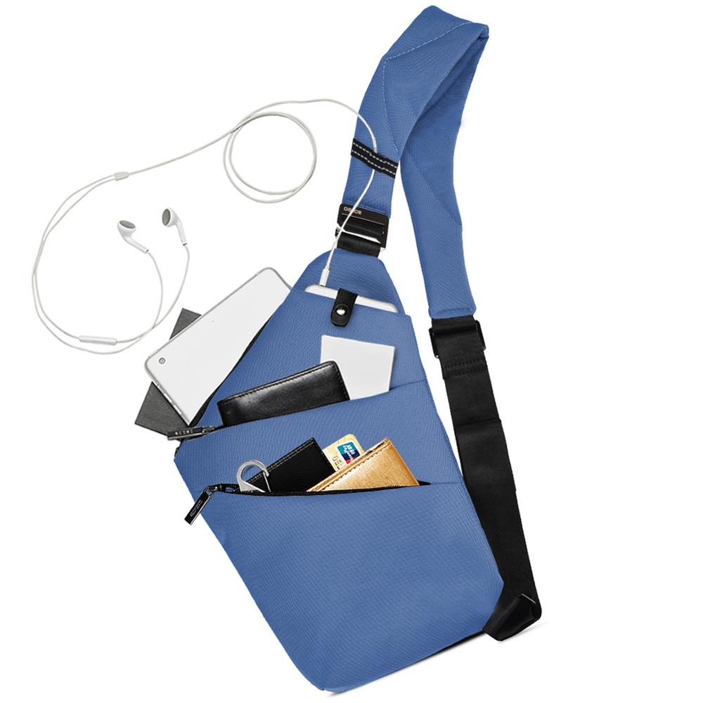 Osoce Anti-Diefstal Crossbody Bag Schoudertas Sling Borst Bag Waterdichte Cover Pack Rugzak Fiets Sport: blue