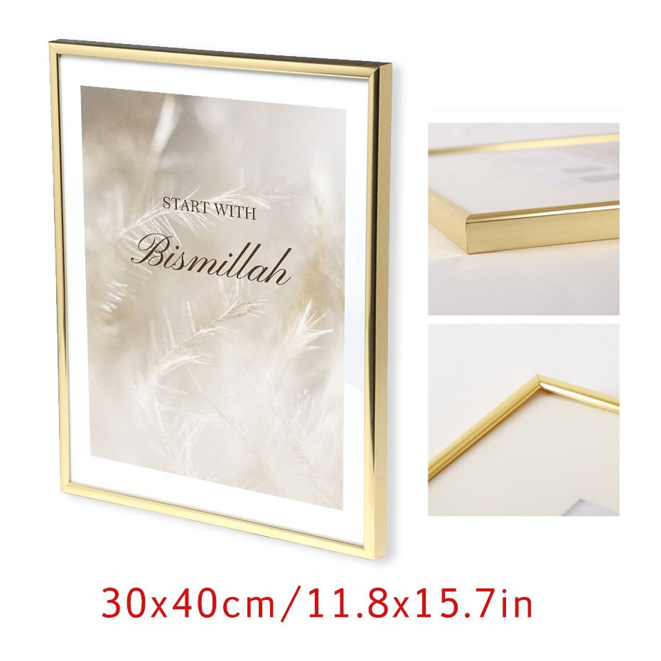 Gouden Fotolijst 30X40Cm Zonder Mat Of 20X28Cm Met Mat Metalen Foto Poster Muur opknoping Frame Voor Interieur Thuis Decoratie