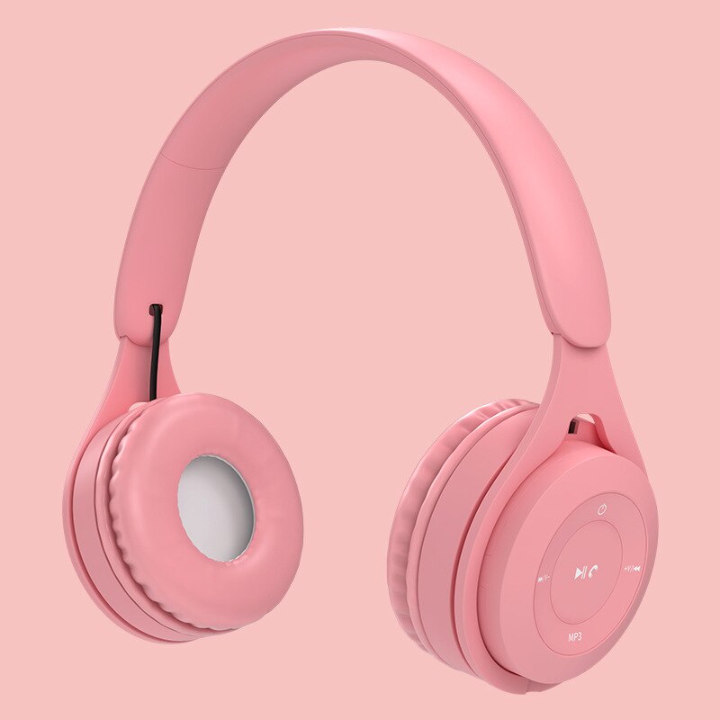 Bluetooth Wireless Headphones Kids Headphones Noise Cancelling Stereo Over Ear Earphones With Microphone For Laptop Phone: pink