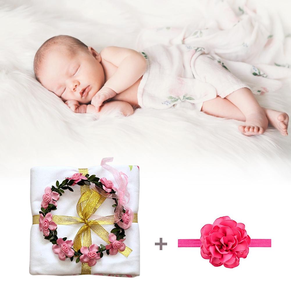 Babyluierdeken voor fotografie, maandelijkse groeimeter, schattige patronen, mijlpaaldeken met bloemenkrans
