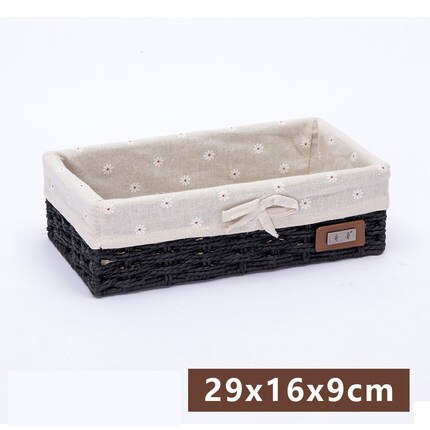 Panier de rangement en rotin avec paille, panier en tissu imitation boîte de rangement de bureau, boîte de rangement des clés tressée: 12