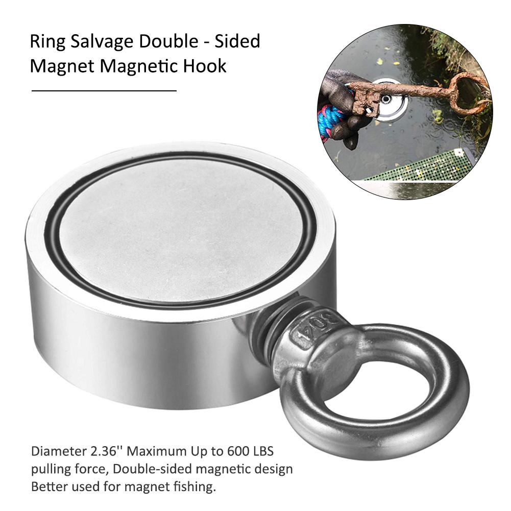 Neodímio Ímãs De Pesca (Double-Sided Magnética) rodada Ímã De Neodímio Com Olhal-Ímã Para O Rio/Lago de Pesca 4 Tamanhos