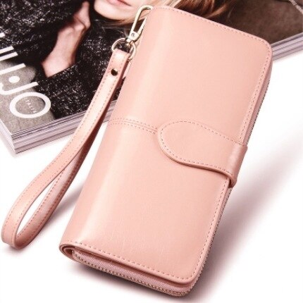 Aliwood Women Wallet Clutch Brand Coin Purse Leather Female Wallet Card Holder Long Lady Clutch Carteira Feminina: Pink