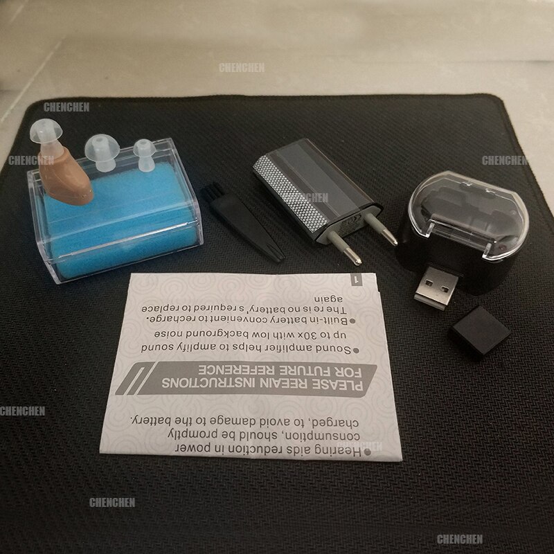 Mini draagbaar hoortoestel, in-ear licht, onzichtbare hoortoestellen, eu us plug, geluidsversterker voor dove ouderen, oorverzorging