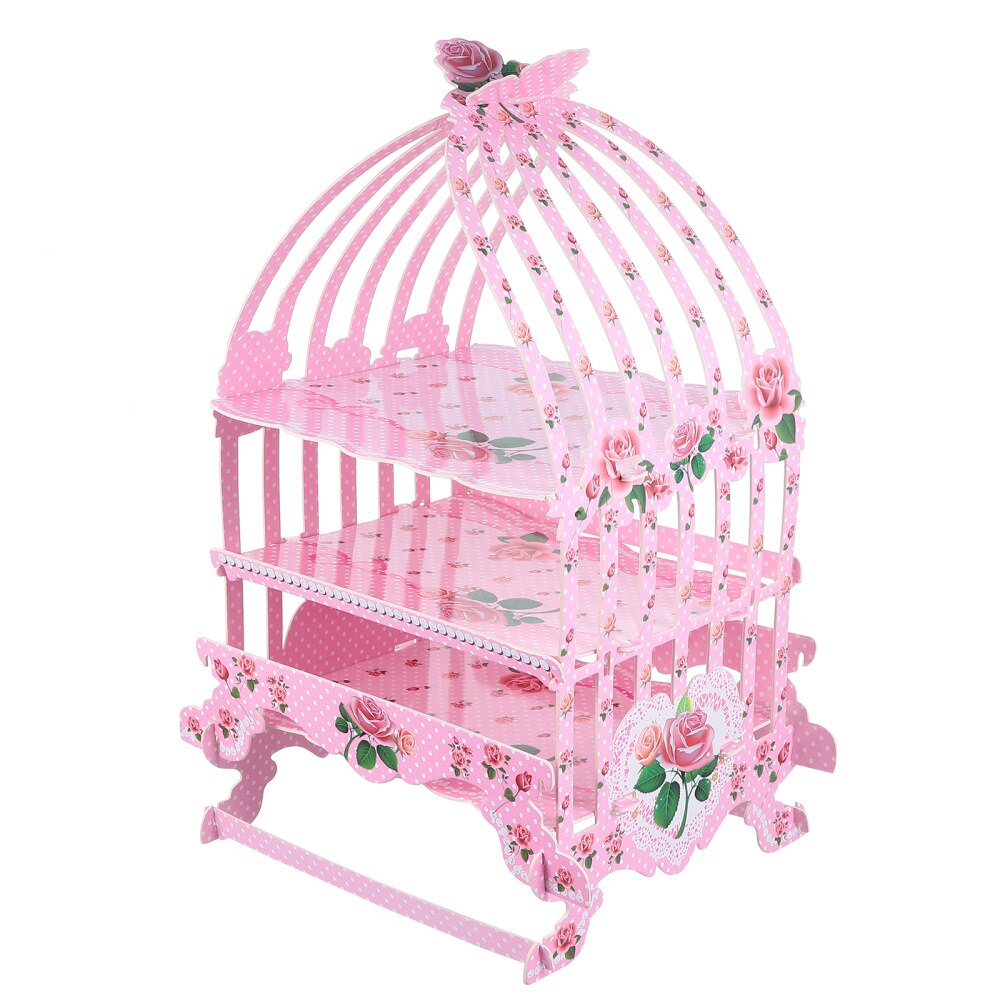 Creatieve Vogelkooi Vorm Cake Rack Drie-Layer Dessert Houder Papieren Cake Houder